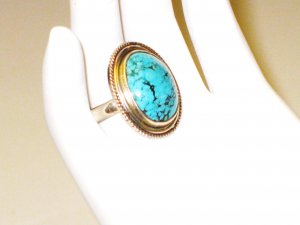 RG092       Turquoise Ring in Sterling Silver, Size 8