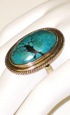 RG095       Turquoise Ring in Sterling Silver, Size 8