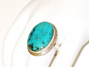 RG109       Turquoise Ring in Sterling Silver, Size 8
