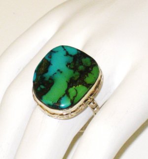 RG112       Turquoise Ring in Sterling Silver, Size 8