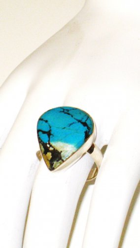 RG117       Turquoise Ring in Sterling Silver, Size 8