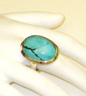 RG136       Turquoise Ring in Sterling Silver, Size 8