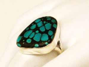 RG129       Turquoise Ring in Sterling Silver, Size 9