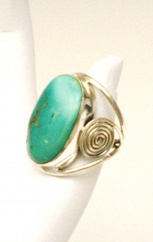 RG140       Turquoise Ring in Sterling Silver, Size 7