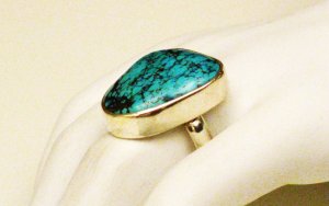RG150       Turquoise Ring in Sterling Silver, Size 7