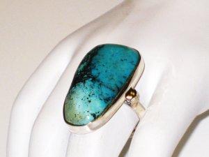 RG143       Turquoise Ring in Sterling Silver, Size 8