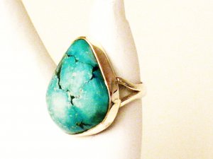 RG160       Turquoise Ring in Sterling Silver, Size 8
