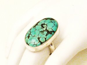 RG170       Turquoise Ring in Sterling Silver, Size 8