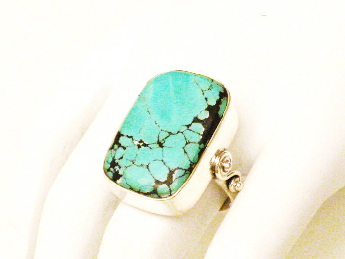 RG172 Turquoise Ring in Sterling Silver, Size 8