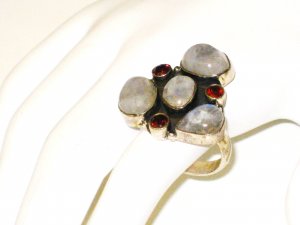 RG071       Mixed Stones  Ring in Sterling Silver, Size 9