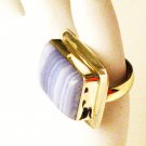 RG084       Agate Blue Ring in Sterling Silver, Size 7