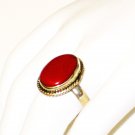 RG082       Coral Ring in Sterling Silver, Size 8