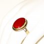 RG082       Coral Ring in Sterling Silver, Size 8