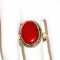RG082       Coral Ring in Sterling Silver, Size 8