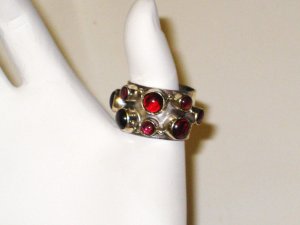 RG051       Garnet Ring in Sterling Silver, Size 6