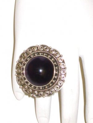 RG064       Garnet Ring in Sterling Silver, Size 6