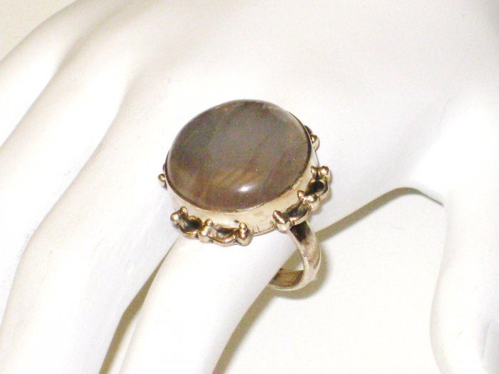 RG066 Rose Quartz Ring in Sterling Silver, Size 7