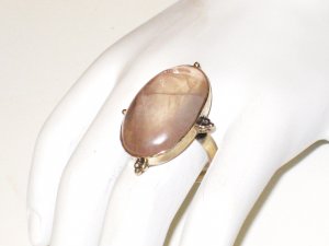 RG069       Rose Quartz Ring in Sterling Silver, Size 7