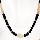 NK001       Garnet and Rose Quartz Necklace in Sterling Silver