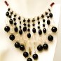NK004       Garnet, Rose Quartz and Onyx Necklace in Sterling Silver