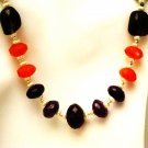 NK006       Garnet and Pearl Necklace with an Amethsyt Center. In Sterling Silver
