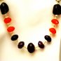 NK006       Garnet and Pearl Necklace with an Amethsyt Center. In Sterling Silver