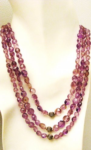 NK010       Multi-strand Amethsyt Necklace in Sterling Silver.