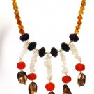 NK011       Citrine strand with Amethyst, Carnelian, Moonstone, and Smoky Quartz Center.