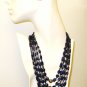 NK012 Multi-strand Lapis Lazuli Necklace in Sterling Silver