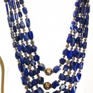 NK012       Multi-strand Lapis Lazuli Necklace in Sterling Silver