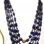 NK012 Multi-strand Lapis Lazuli Necklace in Sterling Silver