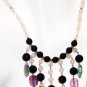 NK015       Multi-Stone Necklace in Sterling Silver with a Rose Quartz Strand.