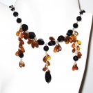 NK017       Onyx and Smoky Quartz Necklace in Sterling Silver