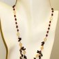 NK019       Multistone Necklace with a Garnet and Rose Quartz Strand. Sterling Silver