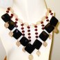 NK021       Rose Quartz, Garnet and Onyx Necklace in Sterling Silver