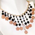 NK022       Rose Quartz and Onyx Necklace in Sterling Silver