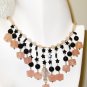 NK022 Rose Quartz and Onyx Necklace in Sterling Silver