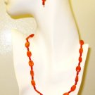 NK025       Citrine and Coral Necklace and Earrings in Sterling Silver