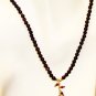 NK034 Rose Quartz Pendant in a Garnet Strand. Sterling Silver Beads and Clasps