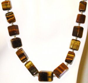 NK036       Tiger's Eye Necklace in Sterling Silver