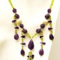 NK042 Peridot and Amethyst Necklace in Sterling Silver