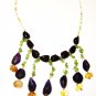 NK044       Amethsyt, Peridot, Citrine and Onyx Necklace in Sterling Silver