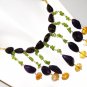 NK044       Amethsyt, Peridot, Citrine and Onyx Necklace in Sterling Silver