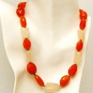 NK046       Rose Quartz and Carnelian Necklace in Sterling Silver