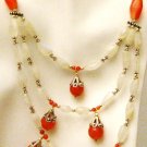 NK049       Moonstone and Carnelian Necklace with Sterling Silver Beads and Clasps.