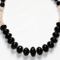 ST023 Onyx and Rose Quartz Necklace in Sterling Silver