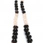 ST023 Onyx and Rose Quartz Necklace in Sterling Silver