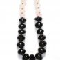 ST023 Onyx and Rose Quartz Necklace in Sterling Silver