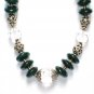 ST024       Green Onyx and CZ Necklace in Sterling Silver