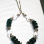 ST024       Green Onyx and CZ Necklace in Sterling Silver